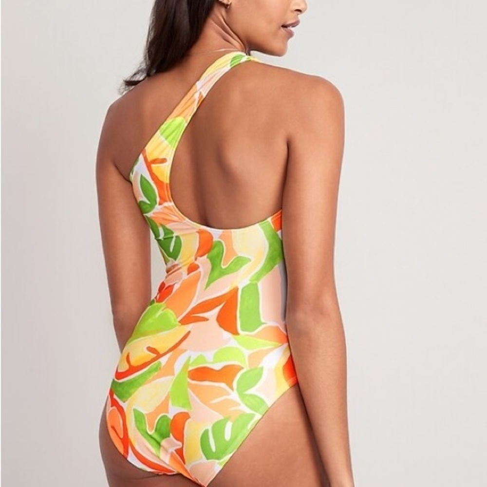 Old Navy One-Shoulder Swimsuit – Tropical Leaf Print – Size XXL